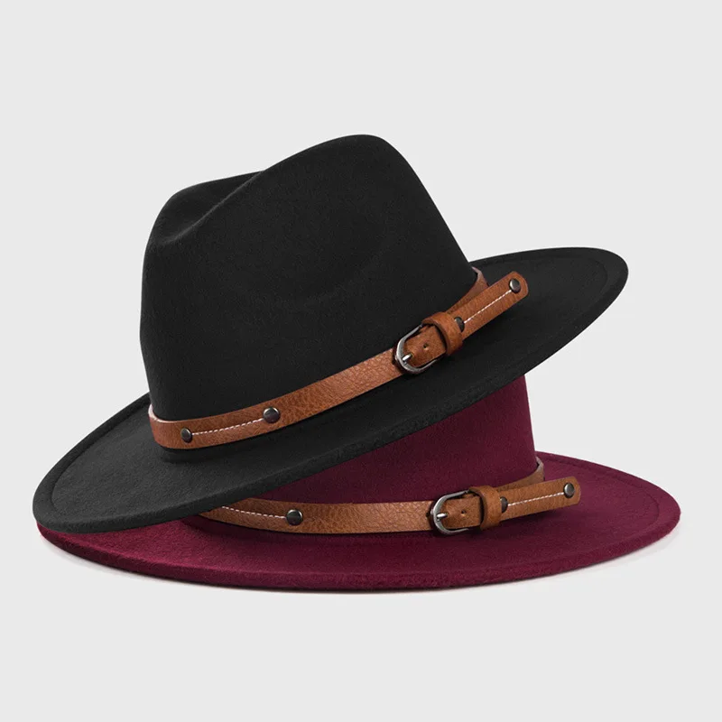 NEWWool Fedora Hat For Women Men Winter Autumn Fashion Church Jazz Hats Viking British Flat Brim Felt Hat Outdoor Casual Fedoras