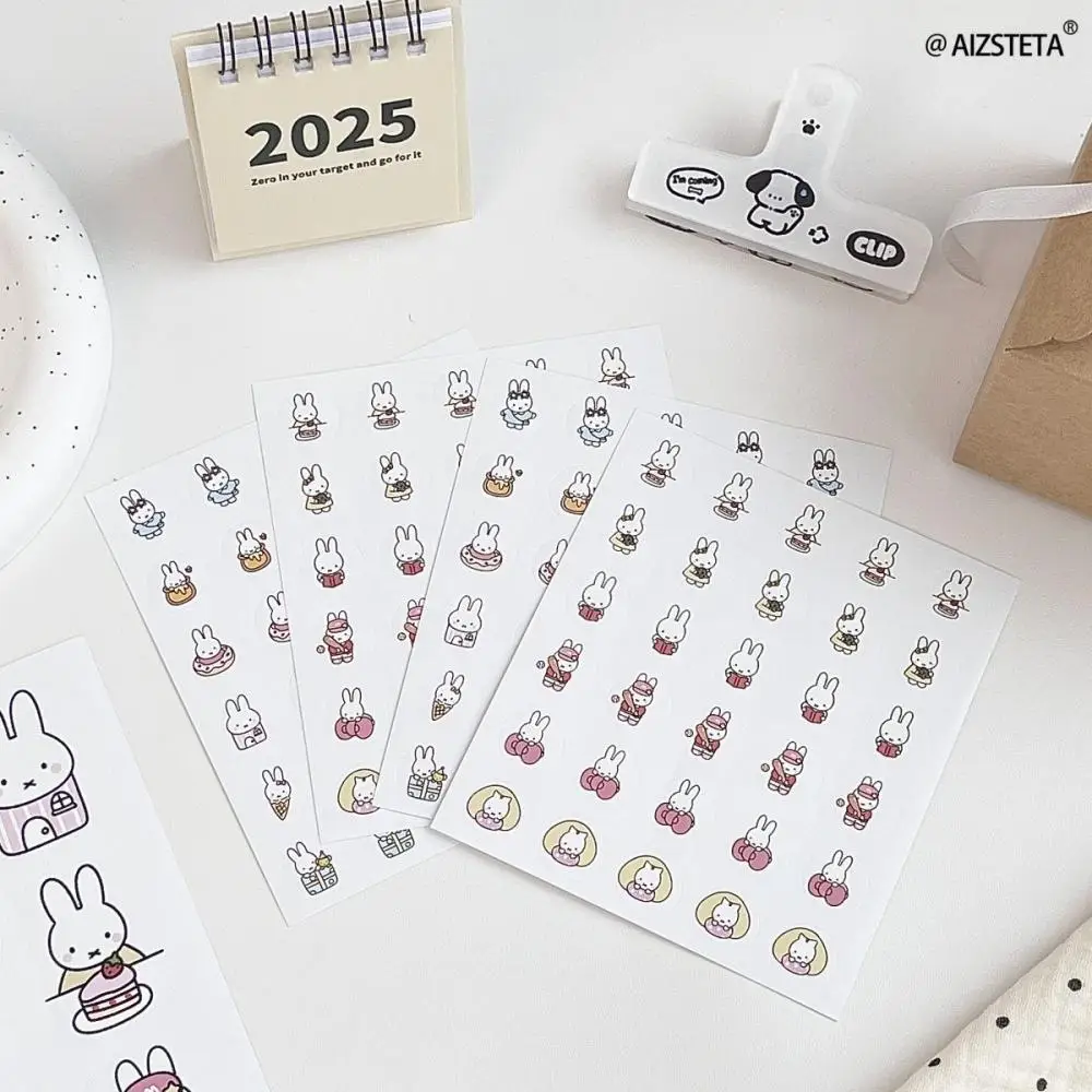 ملصقات أرنب ميفي لطيفة متعددة الأنماط مقاومة للماء كاواي أنيمي دائرية مختومة ملصقات دفتر تزيين كوب الماء للطلاب