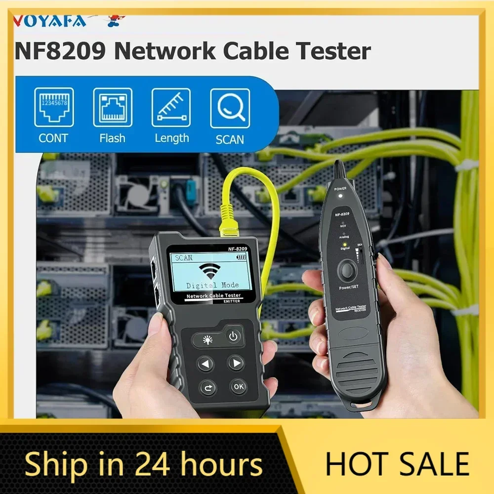 Noyafa NF-8209 testador de cabo de rede ethernet cabo rastreador poe verificador display lcd medida comprimento wiremap testador ferramentas de rede