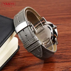 COW LEATHER Watchband 14mm 16mm 18mm 19mm 20mm 21 glossy grey watch strap genuine leather bracelet watch band wristwatches band