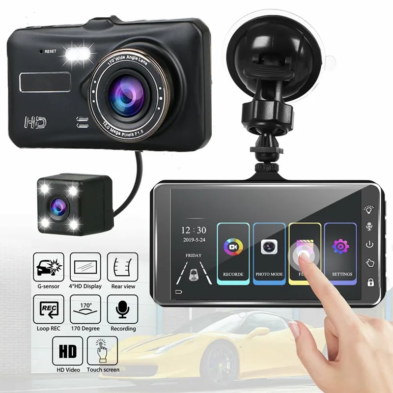 HOT Car Dash Camera Dvr 4 Inch Fhd 1080p Dual Lens Dash Cam Auto Video Recorder Car Dashboard Camera Night Vision Camcorder DVR