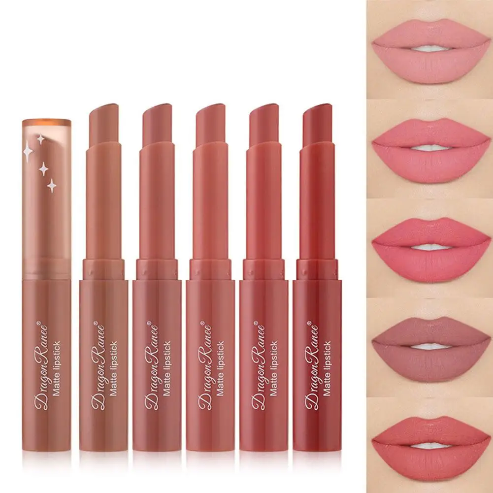 Dragon Rance-lápiz labial de estrella, 12 colores, marca Sexy, terciopelo mate, brillo de labios, pasta de frijol desnudo, taza antiadherente duradera, Blam