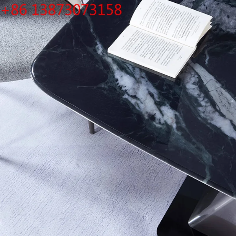 Rock slab dining table and chair combination household rectangular high-end Italian minimalist wabi-sabi modern light luxury