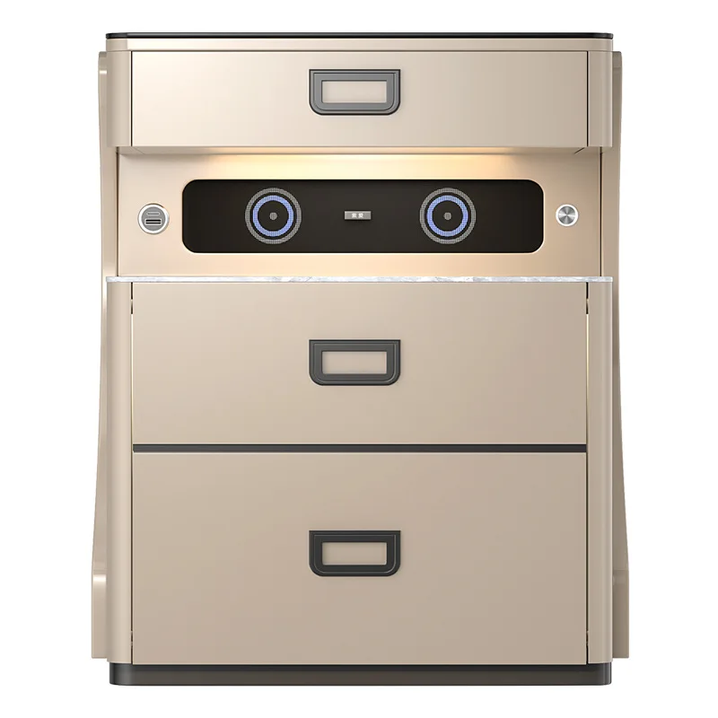 طاولة بجانب السرير الذكية ذات الموضة الجديدة، صندوق أمان بسيط متكامل، شحن لاسلكي، طاولة بجانب السرير الذكية