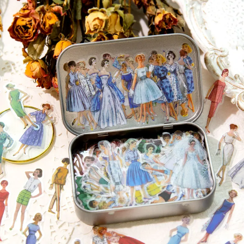 

400pcs/box Retro Character Material Boxed Sticker Collage Junk Journal Background Decoration Sticker DIY Scrapbook