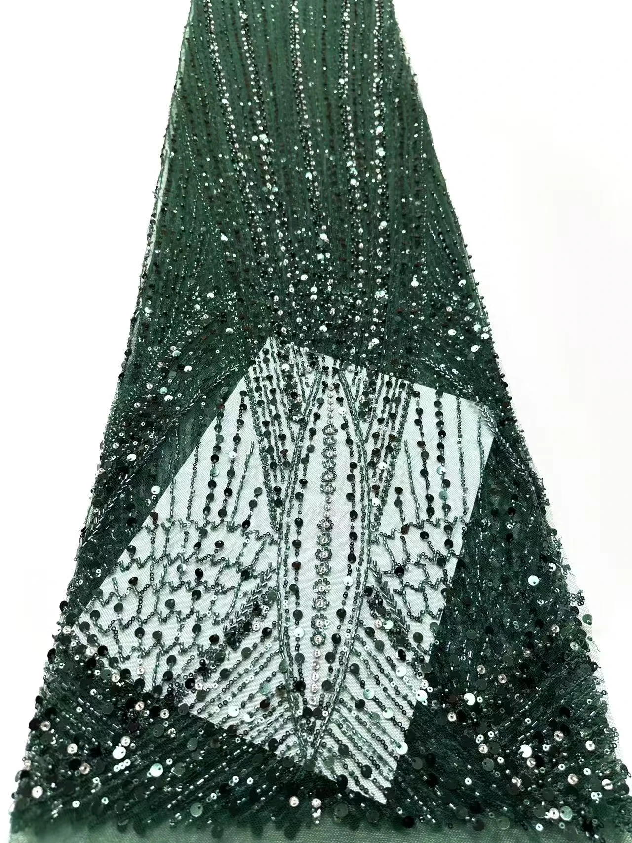 New Arrival African Nigerian Beads Embroidery Heavy Lace Elegant French Sequins Lace Fabrics for Wedding Party Dresses AH1823