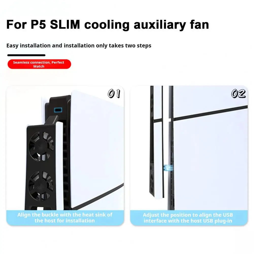 Game Console Cooler Efficient Gaming Console Fan with Usb 3.0 Port for Ps5 Slim Low Noise Radiator for Simple Installation