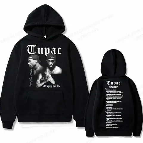Tupac 2pac Grafik Kapüşonlu Üst Erkek Giyim Moda Büyük Boy Hip Hop Rahat Sonbahar Kış Kazak Erkek Rahat Polar Kapüşonlular
