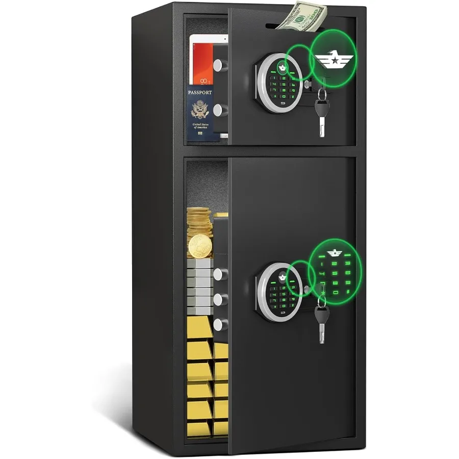 7.0 큐빅피트 대형 금고 방화 방수 금고 무음 기능 및 LED 라이트 디지털 키패드 가정용 금고