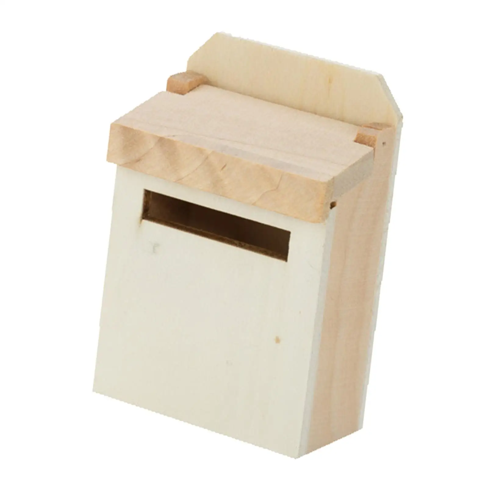 Wood Miniature Mailbox DIY Crafts Playset Postbox for 1/12 Dollhouse Fairy Garden Creative Toys Accessories Child Doll Furniture