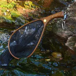 Elm Handle Fly Fishing Hand Net Wooden Net Fly Fishing Stream Net Fishing Lures Net Outdoor Fishing Tools Portable Fishing Net
