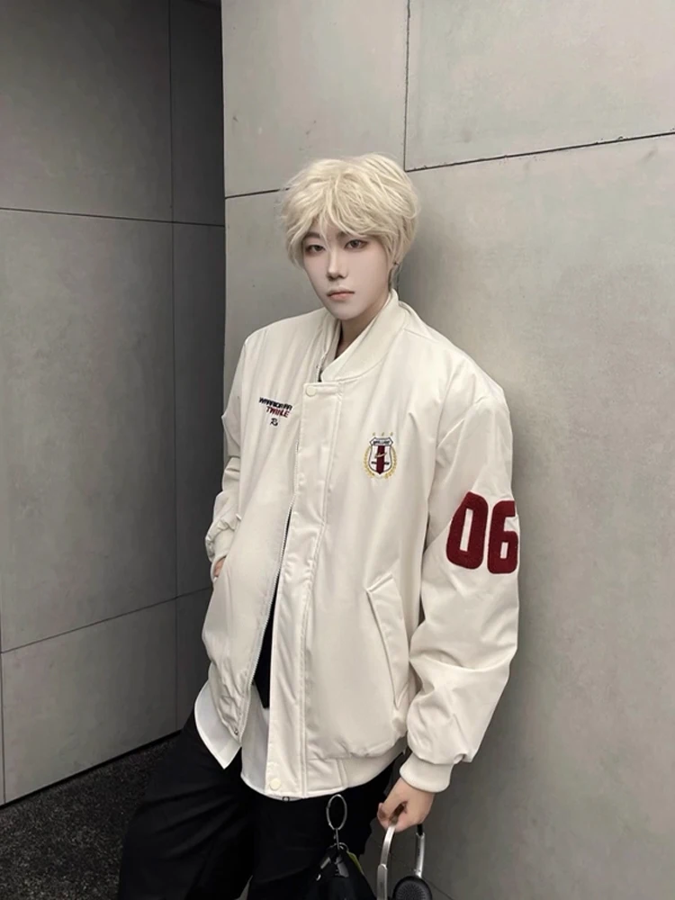 

Advanced Men's Thiened Cotton Baseball Jaet Warm Outerwear Jaet Stand Fit Long Sve Zipper Closure No Hat Included