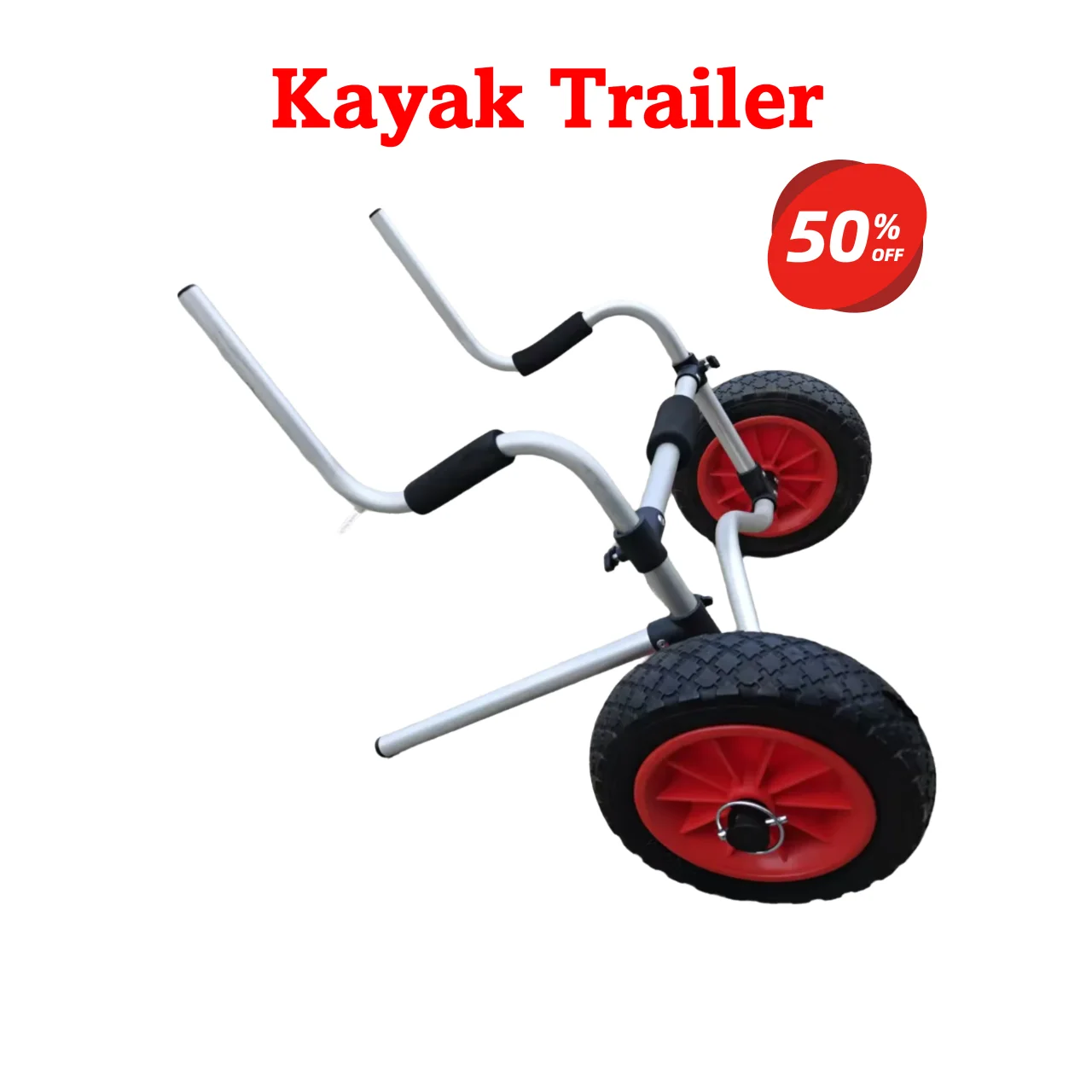 

10 Inch Solid Wheel Aluminum Kayak Trailer - Direct Insert Type Transport Cart for Canoe & Raft