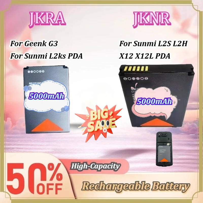 New JKNR JKRA 5000mAh Rechargeable Battery for Sunmi L2S L2H X12 X12L for Sunmi L2ks for Geenk G3 PDA Barcode Scanner