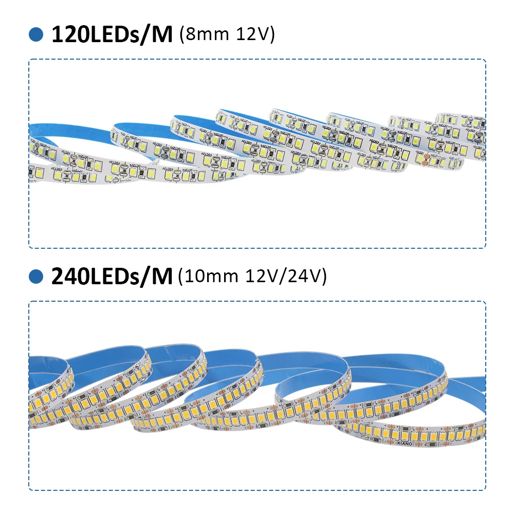 5M SMD2835 lampka LED 12V 24V 120 diod LED/m 240 diod/m elastyczna wstążka biała lodowy blękit złoty żółty zielona lampa taśmowa wystrój domu