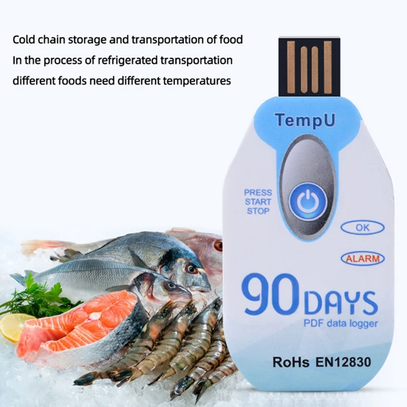 Rapporto PDF porta USB 10000 punti registratore di dati di temperatura USB uso usa e getta della catena del freddo