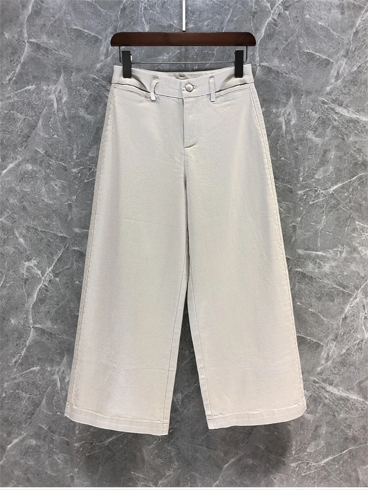 

2025 autumn women's high waist denim wide-leg pants loose and versatile casual nine-point pants