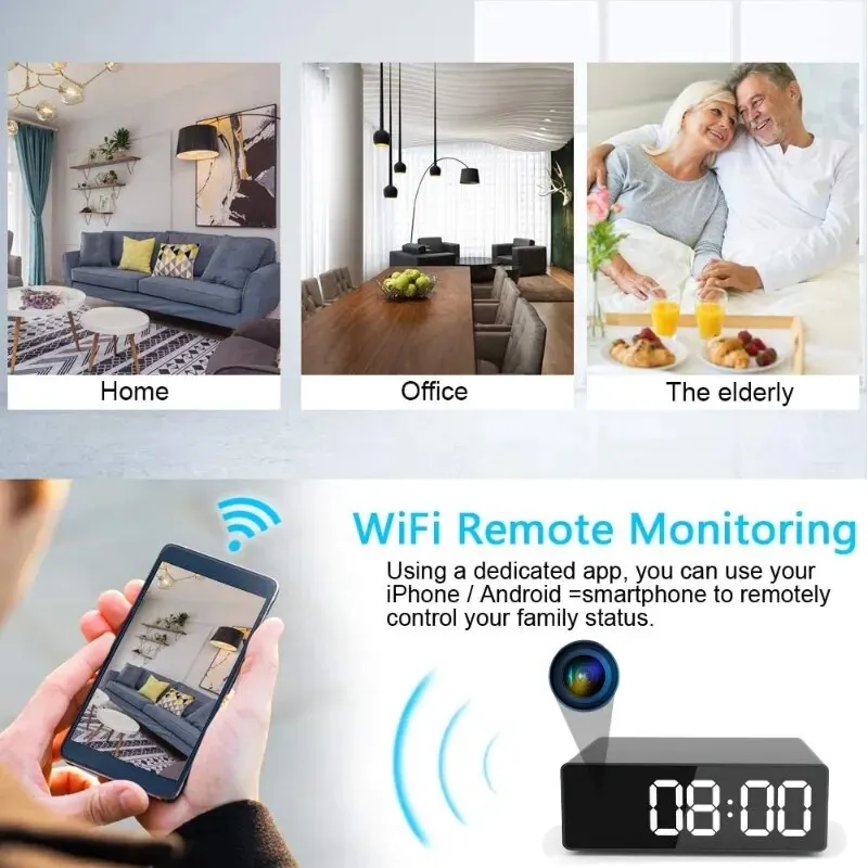 1080PスマートWiFiカメラビデオレコーダー、動体検知、赤外線ナイトビジョン、ホームオフィスセキュリティ用