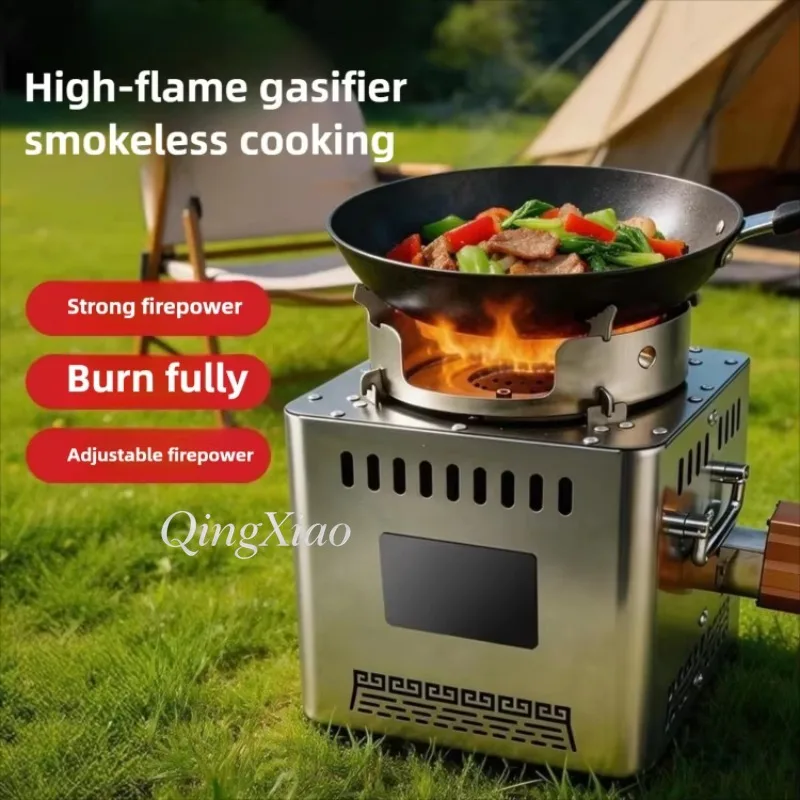Stainless Steel Smokeless Wood  Adjustable Firepower Outdoor Camping Stove Mini Wood Burning Stove for Picnic Backyard Travel