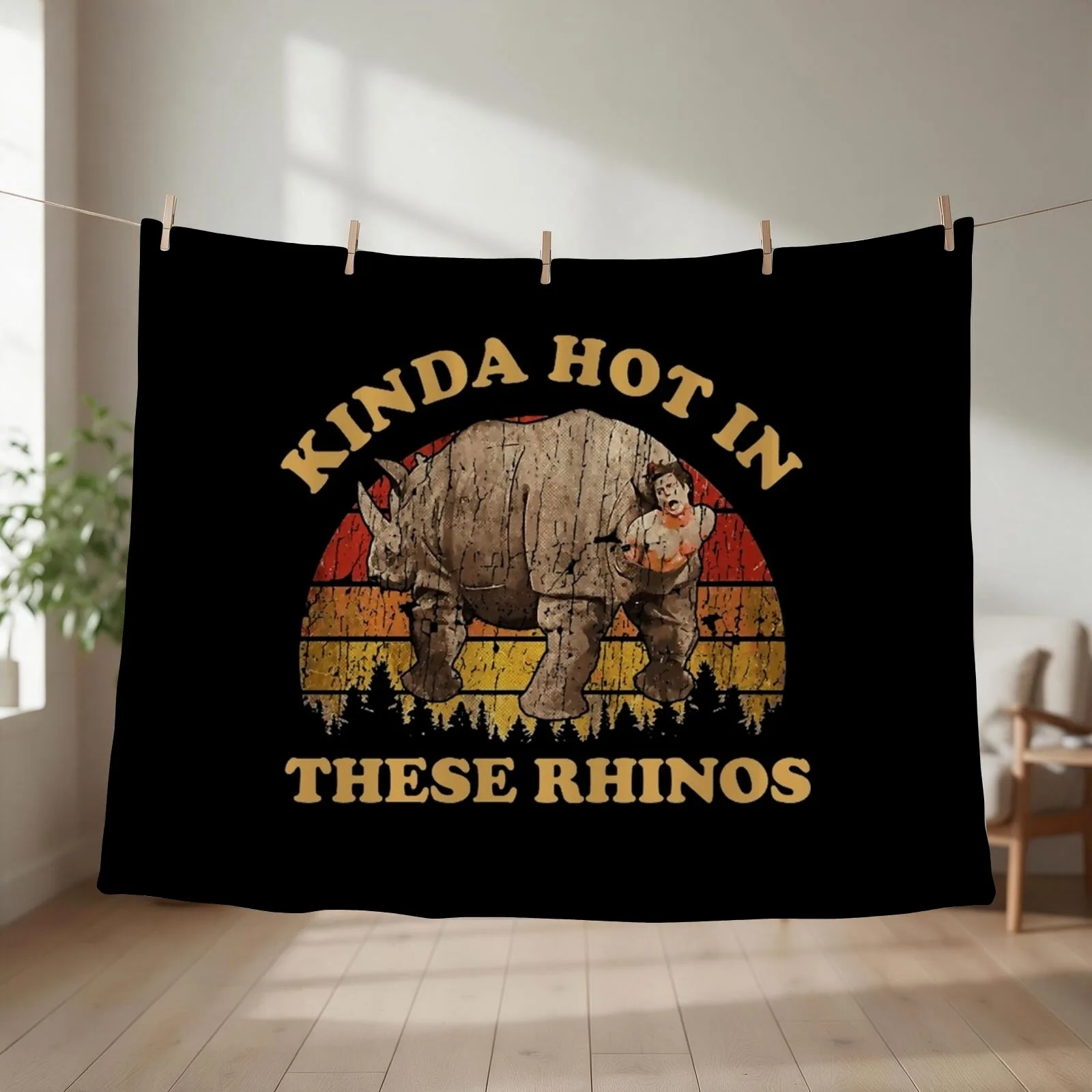 KINDA HOT IN THESE RHINOS EXCLUSIVE ART Throw Blanket couch cozy soft plush fuzzy picnic outdoor blanket