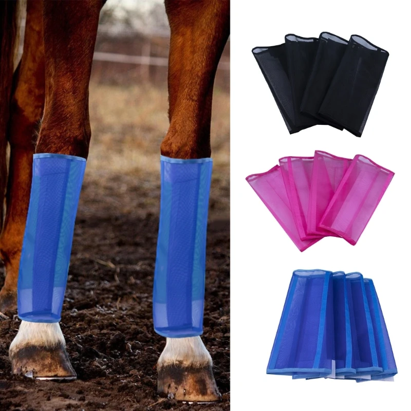 Leggings anti-mouches en maille pour chevaux, 4 pièces, bottes respirantes, protection des jambes cheval, pour prévenir les