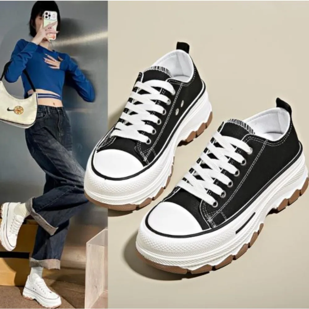 

Women Fashion Sport Shoes2024 New Ladies Elegant Lace Up Breathable Platform Shoes Casual Vulcanized Designer Sneakers for Women