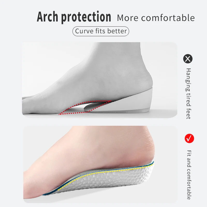 Arch Support Height Increase Insoles Light Weight Soft Elastic Lift for Men Women Shoes Pads  Heighten Lift Heel 1.5/2.5/3.5 Cm