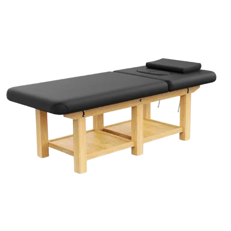 Mesa de masaje estacionaria ancha de madera para mesa de tratamiento, mesa de fisioterapia, Spa, Cama Facial Lettino Da Massaggio de cuero PU