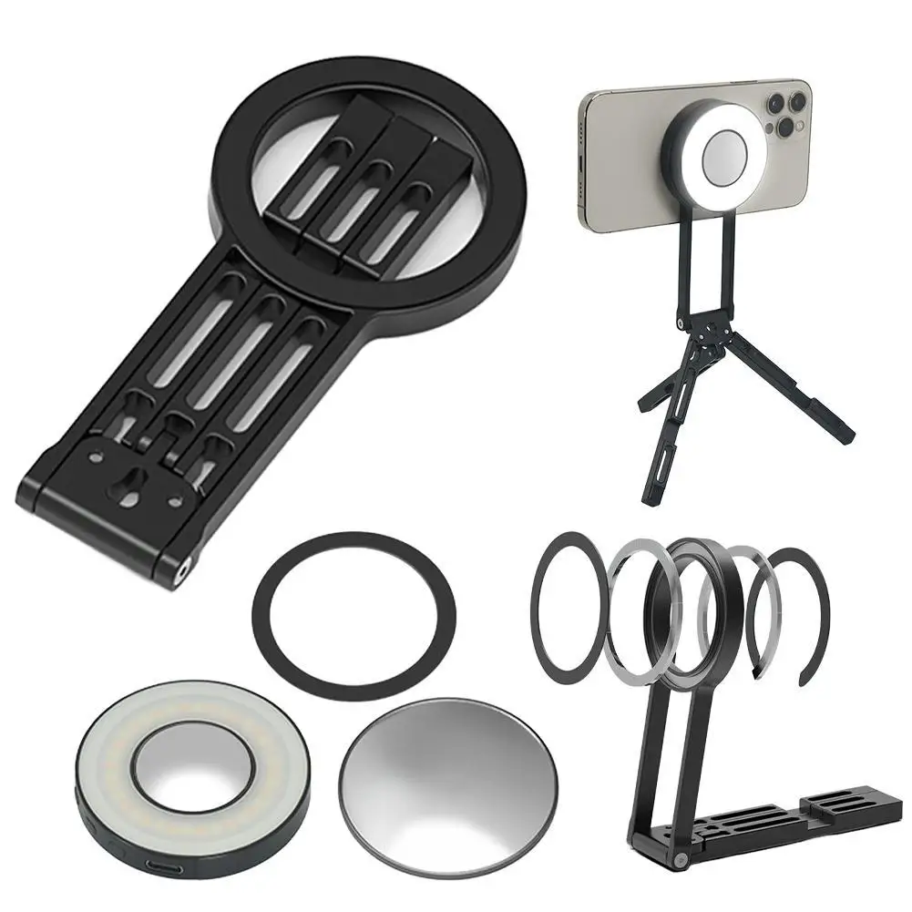 

Magnetic Phone Stand Foldable Lazy Tripod For MagSafe For iPhone 16 15 14 13 12 Cellphone Selfie Stick Fill Light Desktop Stand