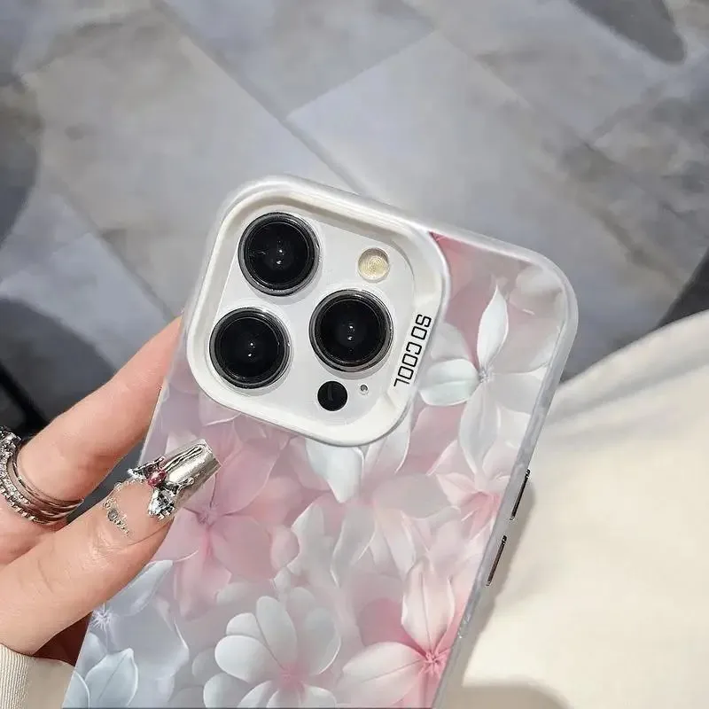 Pink Flower Case for iPhone 15Pro 17 16 14 13 12 11 Pro Max XS XR 7 8 Plus SE Shockproof Cover Screen Protector Casing view 4