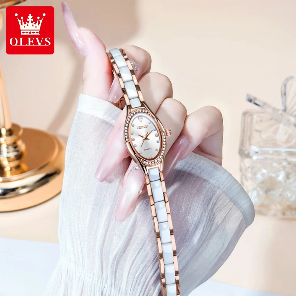 JSDUN ساعات نسائية فاخرة موضة صغيرة الطلب حزام السيراميك العلامة التجارية الأصلية كوارتز ساعة اليد لسيدة فستان مقاوم للماء الاتجاه #2