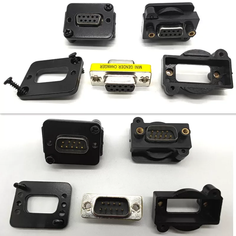 VGA DB9 Panel Socket Hardware RS232 9-pin Male to Female Serial Panel Module Serial Port Connector Adapter Cabinet Female Base