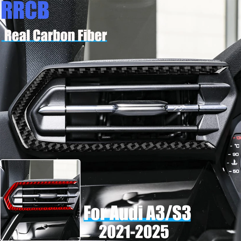 

Настоящее углеродное волокно, автомобильные аксессуары, полоса вентиляционного отверстия водителя, декоративная мягкая наклейка для Audi A3 S3 8Y 2021 2022 2023 2024 2025