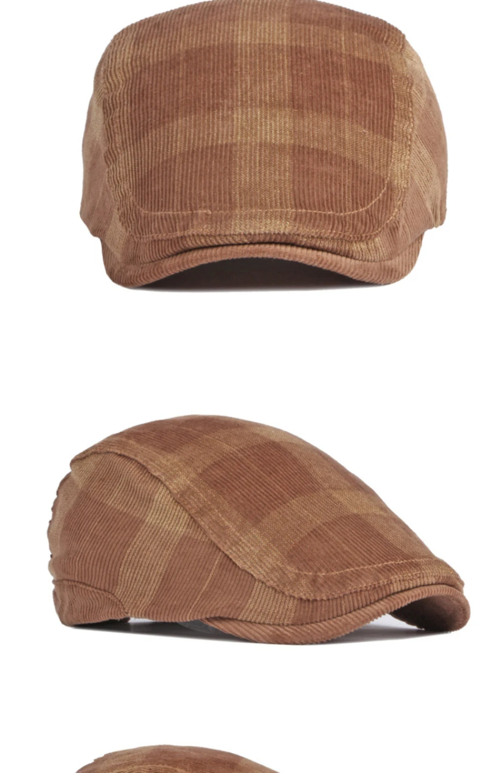 HT4610 Herren- und Damen-Baskenmütze, Vintage-Künstlermütze, karierte Baskenmütze, verstellbare Ivy-Flatcap für Männer und Frauen, Cord-Baskenmütze für Frühling und Herbst – Detail 9