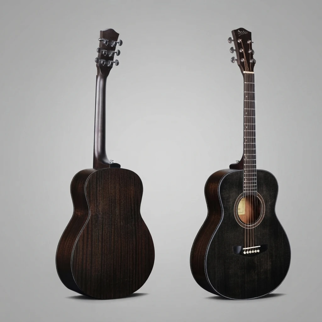 High Quality Matte Dark 6 String Acoustic Guitar Cutaway White Edge Binding Chrome Tuners Dot Inlay White Bridge Pins Slim Neck