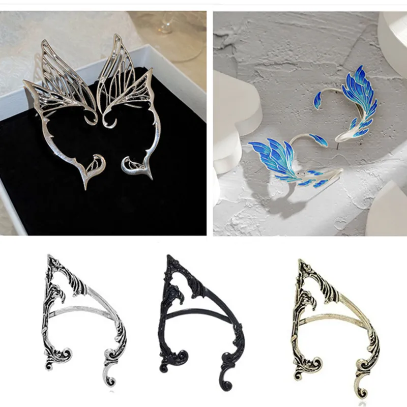 새로운 Cos 골드 컬러 엘프 꽃 잎 귀 클립 귀여운 쥬얼리 액세서리 요정 클립 귀걸이 웨딩 소녀 쥬얼리 선물 새로운