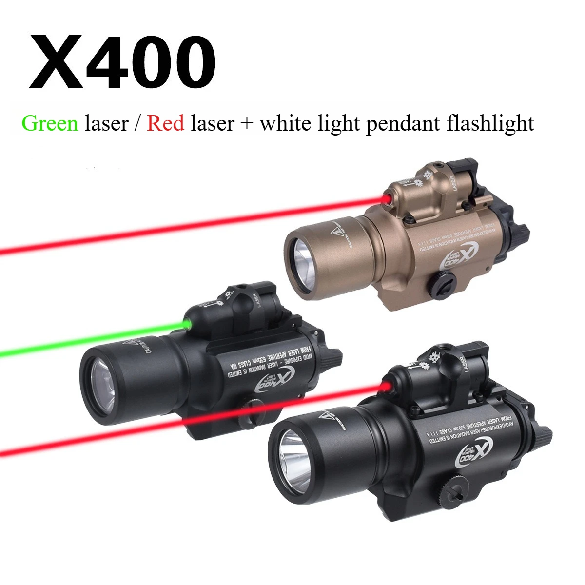 X400/X400V/X400U/X400V-IR Strobe Flashlight with Tactical Red Laser LED Lamp, Handheld and With Battery