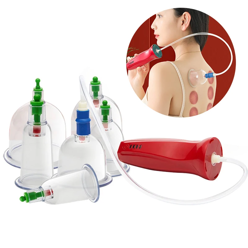 

4 Gear Electric Cupping Massage Device Vacuun Scraping Suction Cups Body Guasha Therapy Anti Cellulite Slimming Fat Burner Tool