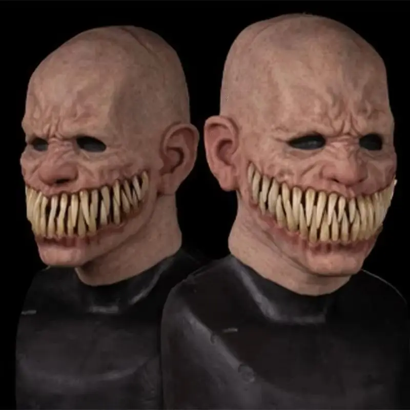 Máscara espeluznante para hombres con dientes grandes, máscara de Cosplay de Anime, máscaras faciales para carnaval, accesorios de disfraces de Halloween, Mascarillas de cara sonriente