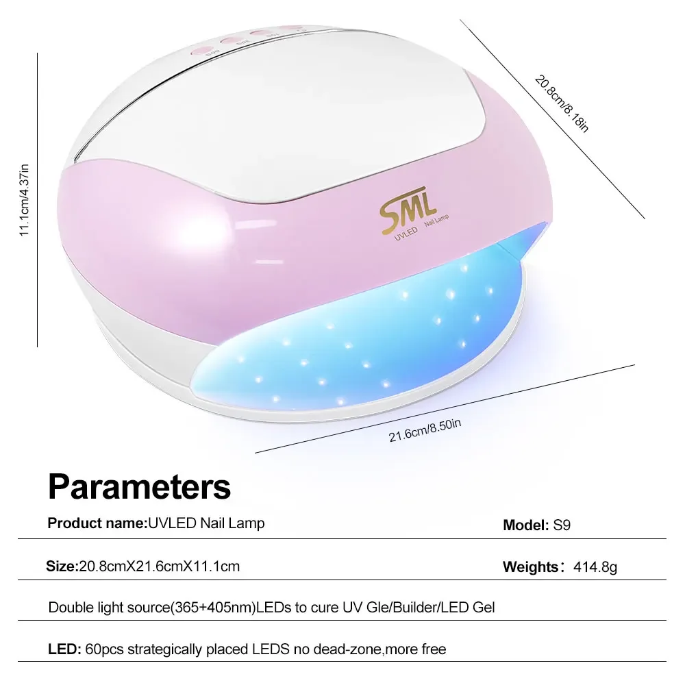 60 LED الأشعة فوق البنفسجية مسمار الفن مصباح المهنية مسمار مجفف قاعدة قابلة للإزالة مع الموقت والاستشعار الذكي لعلاج هلام البولندية مسمار أداة فنية #6