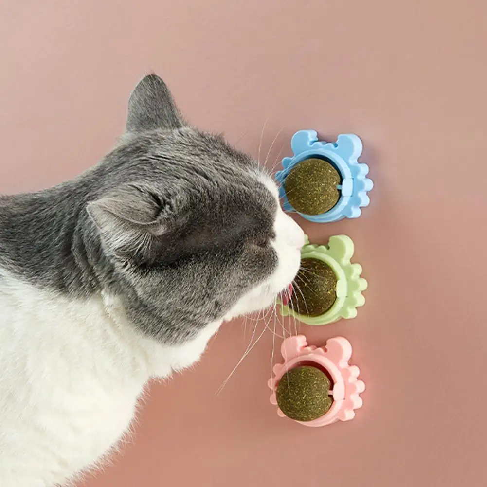 3 Pcs/Set Catnip Ball Bite-resistant Relieve Boredom Clear The Stomach Kitten Chewing Tooth Cleaning Toys Lickable For Kitty