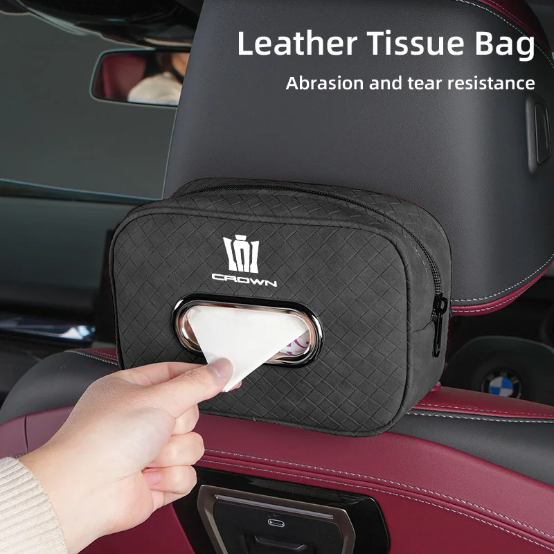 

Car Tissue Box Leather Seat Back Hanging Napkins Paper Towel Bag For Toyota Crown GR Corolla YARIS L Auris C-HR Hilux Vios Rav4