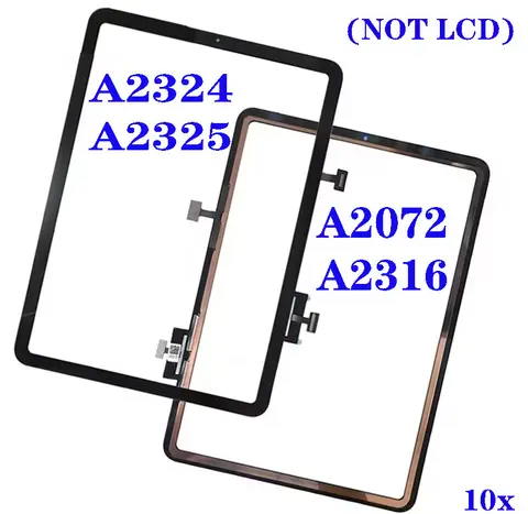 10Pcs For iPad Air 4 A2324 A2325 A2072 A2316 2020 10.9 4th Gen Touch Screen Digitizer Panel Assembly With Adhesive （Not An LCD）