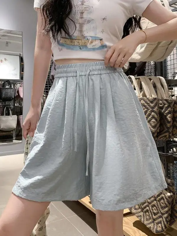 High Waist Loose A-Line Casual Sports Wide Leg Short Pants Women's Five-Point Pants Summer Lazy Style Outdoor Leisure Clothes