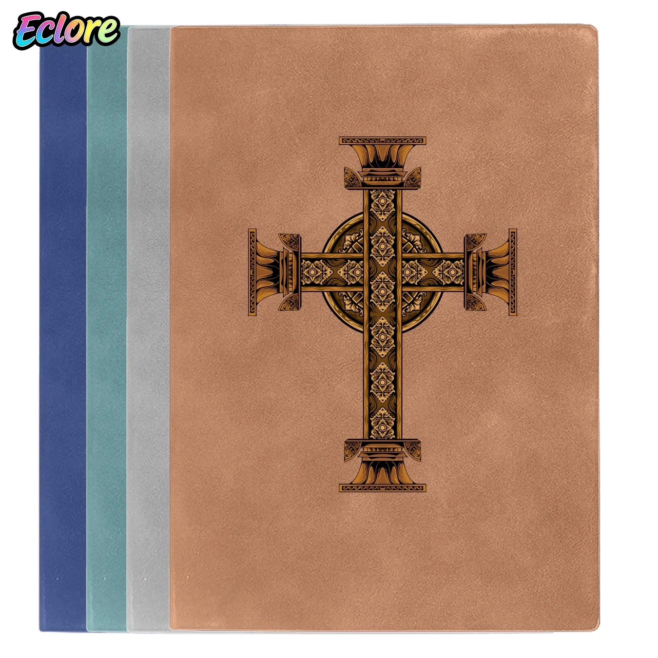 Vintage Soft Leather Notebook with Embossed Cross Pattern, Refillable Journal for Study, Business, Meeting, Diary, Gift, Office,