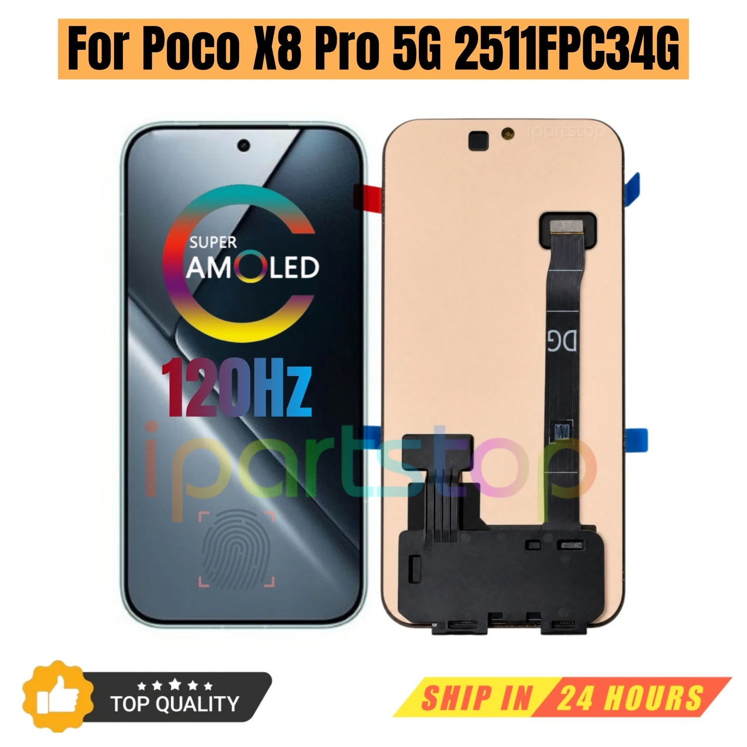 iParts Replacement New Display for Xiaomi Poco X8 Pro 5G 2511FPC34G 120Hz AMOLED Touch Screen Assembly all Functions OEM Tested