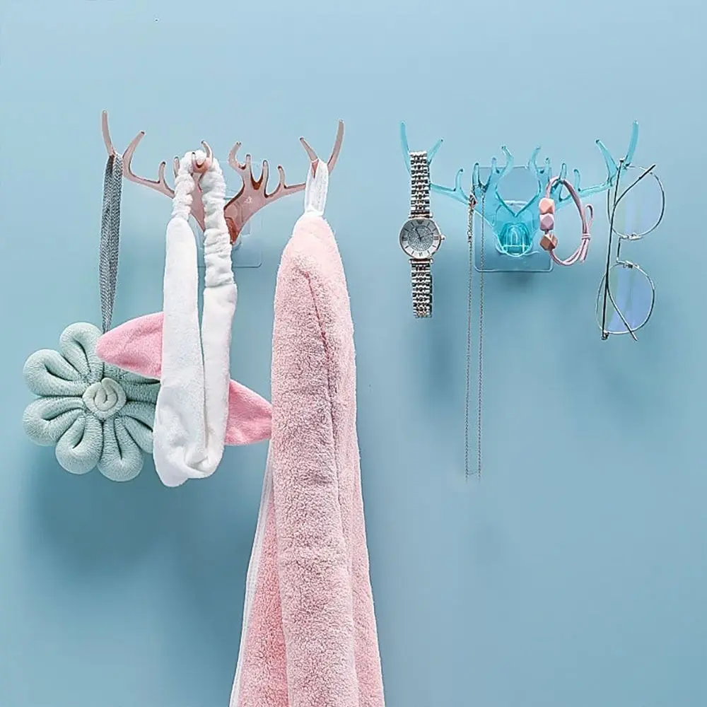 Wall Hanger Wall Hanging Hook New Self Adhesive Punch-free Clothes Hook Multi-purpose PC Deer Head Hook Bathroom