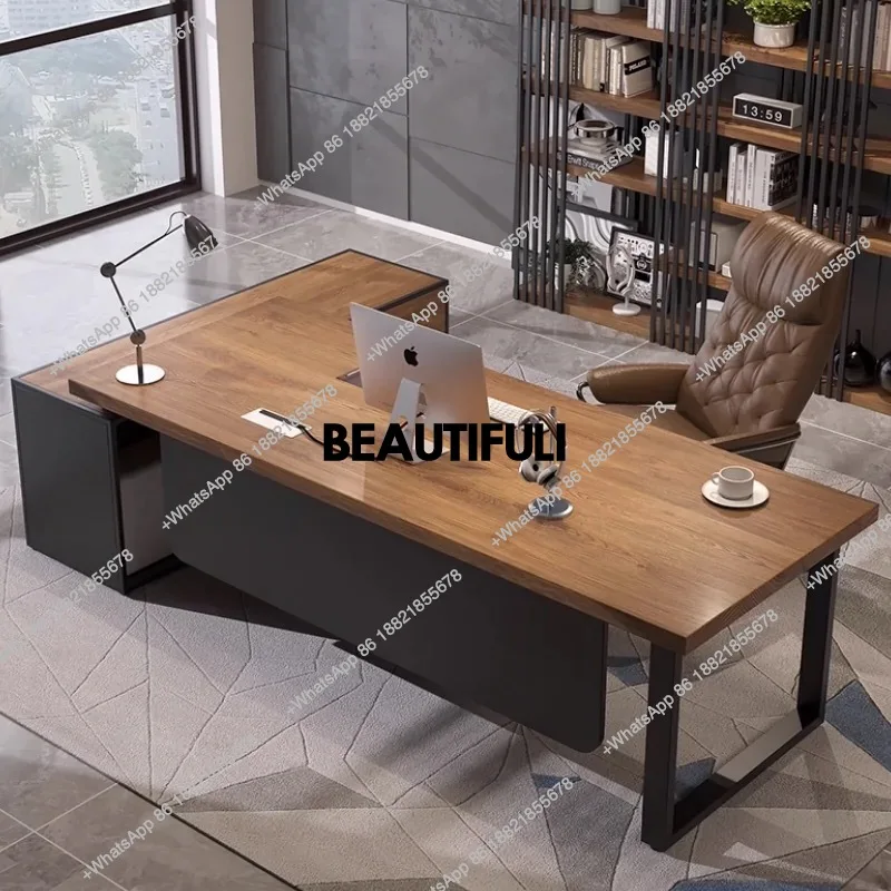 Wooden Designer Executive Office Desk Strong Brown Luxury Standing Computer Desks Modern Large Scrivania Office Furniture