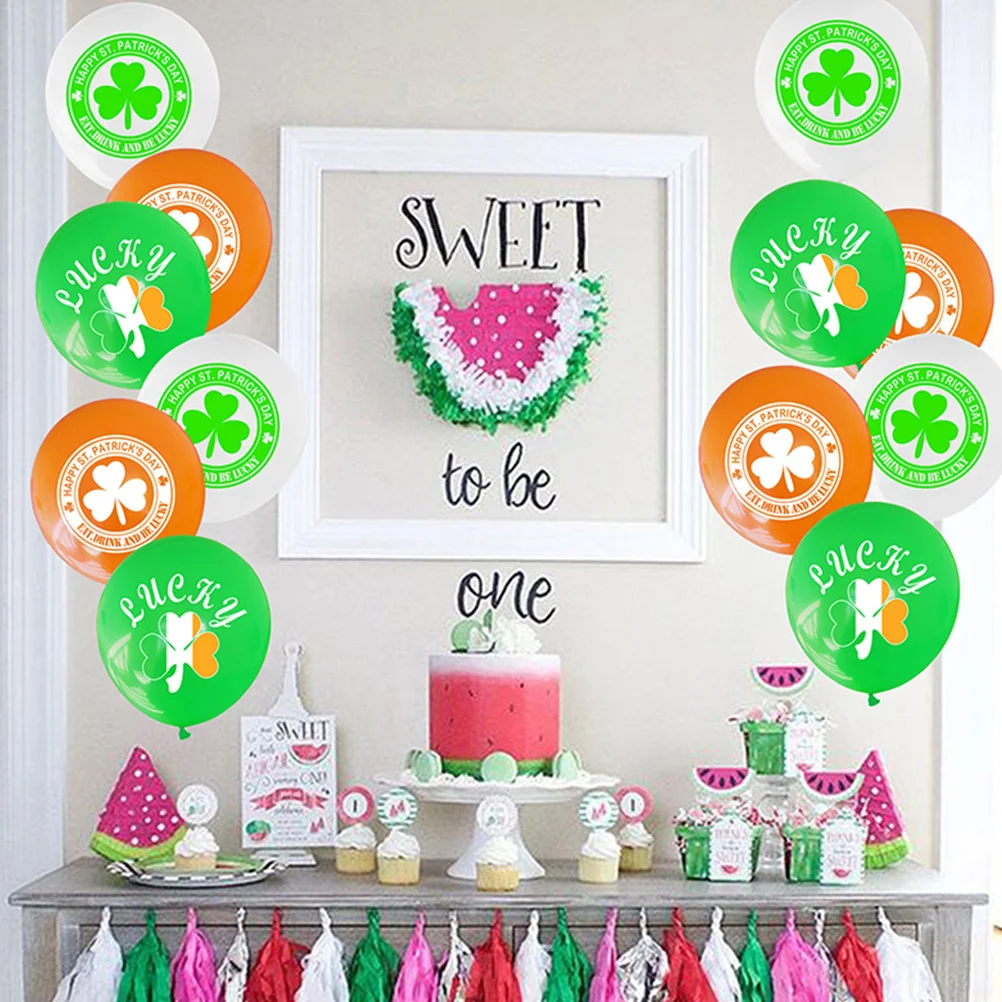

24Pcs St. Patrick's Day Party Balloons Clover Latex Balloons for Home Kitchen Fireplace Wall Decorations Lucky Balloon Garland
