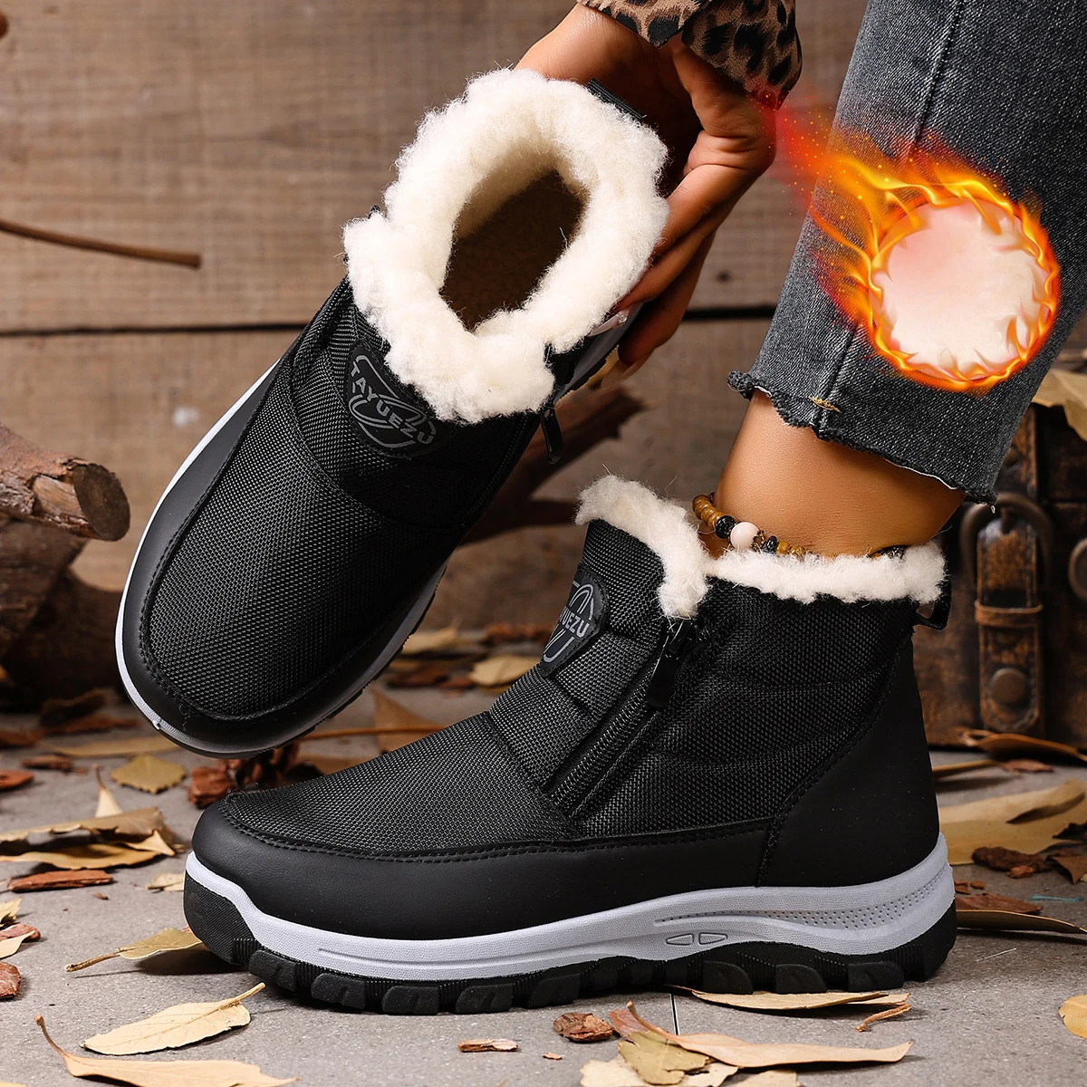 

2025 Winter New Women's Fleece-lined Cotton Shoes for Cold Weather Outdoor Casual Anti-slip and Durable Shoes with Shipping